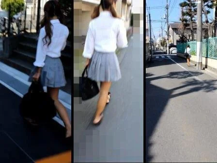 【黒ギャル】素足にローファー女子をストーカー 超絶ミニスカ現●生