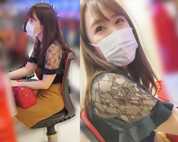 【パチ負け女】【交渉■■】新宿区T店/牙◎コーナー常連のタイトスカート美脚OL ※バックゴムはずし成功【高画質】