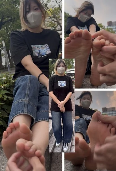 金髪長身美女仕事終わり25cm激弱蒸れ足裏くすぐり両足比べ！5分38秒