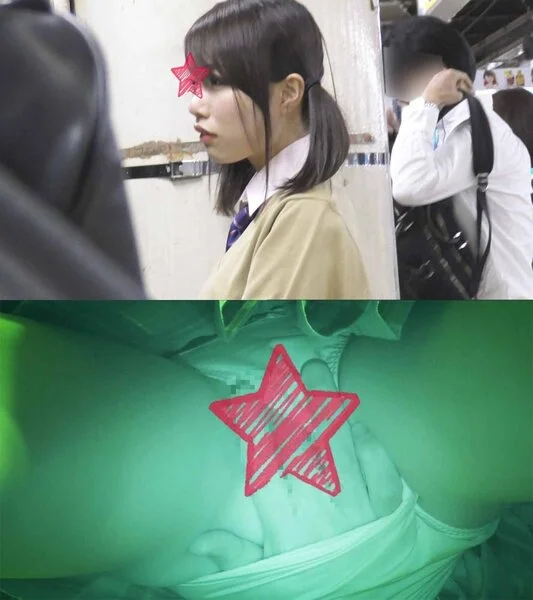 【電車■■】顔出し制服J〇★膣口からマン汁が垂れ落ちる瞬間激写★ツインテ美少jo★