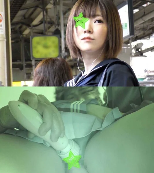 【電車■■】顔出し制服■■★ミニスカセーラーのショートカット■■に極太ディルドと電マのW責め★車内で中出し&■■■で顔射の2連発
