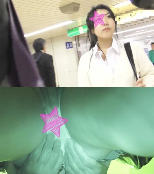 【電車■■】顔出し制服■■★ポニーテール■■■■を前後2名で挟み撃ち★堪えきれず太腿痙攣